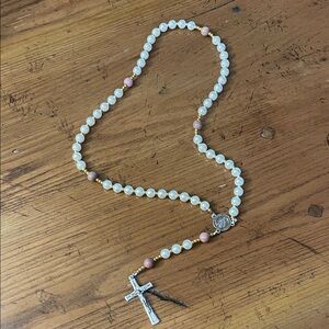Handmade Elegant Pearl Rosary with Cross Pendant